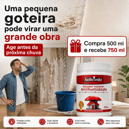SelleTodo 750g, Selante Impermeável de Longa Duração Contra Infiltrações, Goteiras e Humidade